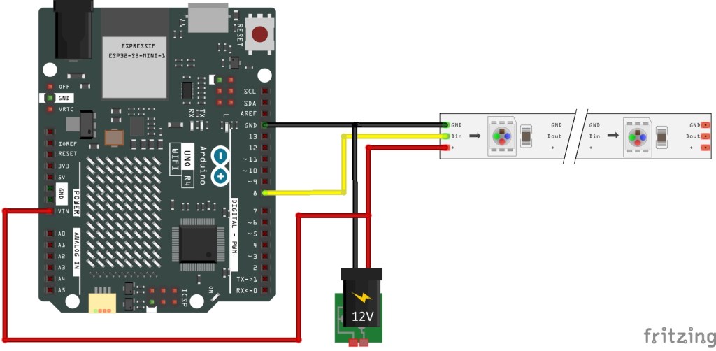Branchement d'un ruban de LED Neopixel à l'Arduino