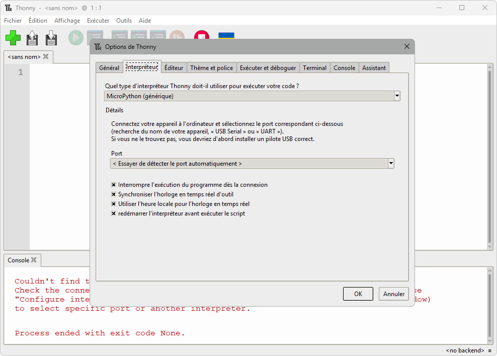 Configuration de Thonny