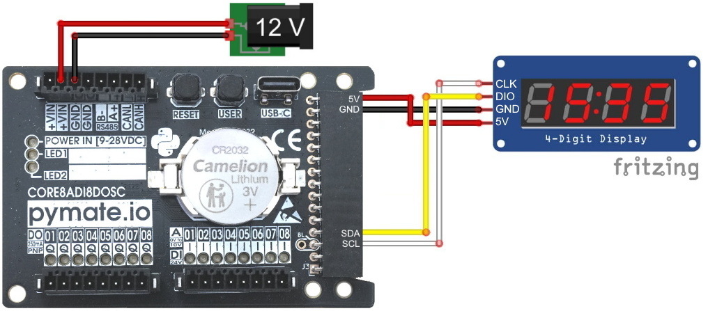 Branchement de l'afficheur LED
